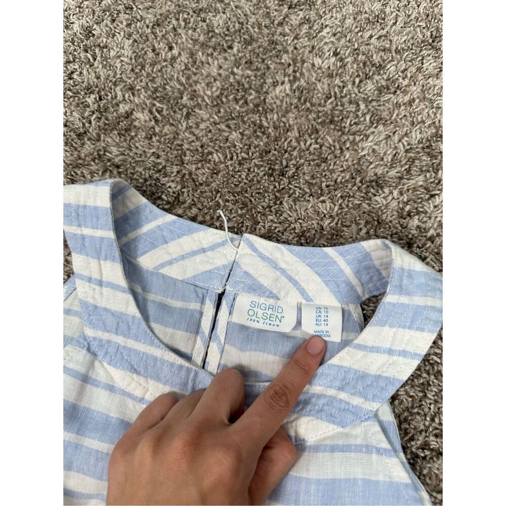Sigrid Olsen 100% Linen A-Line Halter Striped Mid… - image 5